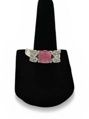 Bomb Party Gogo Ring LB Rose Ice Crystal On .925 Solid Sterling Silver Size 7